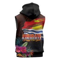 Kiribati Flag and Fireworks Sleeveless Zip Hoodie First Place Welcome the New Year LT03 - Polynesian Pride