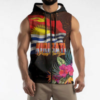 Kiribati Flag and Fireworks Sleeveless Zip Hoodie First Place Welcome the New Year LT03 - Polynesian Pride