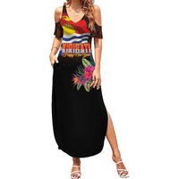 Kiribati Flag and Fireworks Summer Maxi Dress First Place Welcome the New Year LT03 Women Black - Polynesian Pride