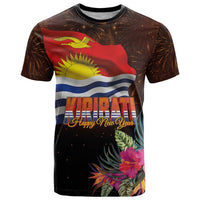 Kiribati Flag and Fireworks T Shirt First Place Welcome the New Year LT03 Black - Polynesian Pride