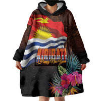 Kiribati Flag and Fireworks Wearable Blanket Hoodie First Place Welcome the New Year - Polynesian Pride