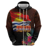 Kiribati Flag and Fireworks Zip Hoodie First Place Welcome the New Year - Polynesian Pride