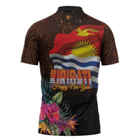 Kiribati Flag and Fireworks Zipper Polo Shirt First Place Welcome the New Year LT03 - Polynesian Pride