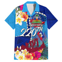 Personalised Haiti 220th Anniversary Independence Day Family Matching Tank Maxi Dress and Hawaiian Shirt Ayiti Flower with Polynesian Pattern LT03 Dad's Shirt - Short Sleeve Blue - Polynesian Pride