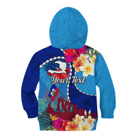 Personalised Haiti 220th Anniversary Independence Day Kid Hoodie Ayiti Flower with Polynesian Pattern LT03 - Polynesian Pride