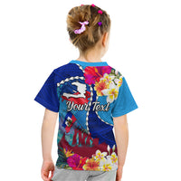 Personalised Haiti 220th Anniversary Independence Day Kid T Shirt Ayiti Flower with Polynesian Pattern LT03 - Polynesian Pride