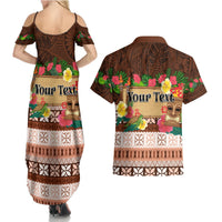 Pasifika Festival Auckland Couples Matching Summer Maxi Dress and Hawaiian Shirt Polynesian Tribal with Pacific Pattern Brown Color LT03 - Polynesian Pride