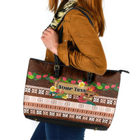 Pasifika Festival Auckland Leather Tote Bag Polynesian Tribal with Pacific Pattern Brown Color LT03 Brown - Polynesian Pride