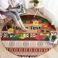 Pasifika Festival Auckland Round Carpet Polynesian Tribal with Pacific Pattern Brown Color
