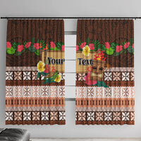 Pasifika Festival Auckland Window Curtain Polynesian Tribal with Pacific Pattern Brown Color LT03 With Hooks Brown - Polynesian Pride