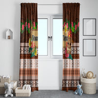 Pasifika Festival Auckland Window Curtain Polynesian Tribal with Pacific Pattern Brown Color LT03 - Polynesian Pride
