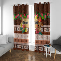 Pasifika Festival Auckland Window Curtain Polynesian Tribal with Pacific Pattern Brown Color LT03 With Grommets Brown - Polynesian Pride