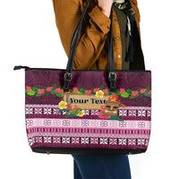 Pasifika Festival Auckland Leather Tote Bag Polynesian Tribal with Pacific Pattern Pink Color LT03 - Polynesian Pride