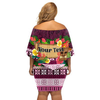 Pasifika Festival Auckland Off Shoulder Short Dress Polynesian Tribal with Pacific Pattern Pink Color LT03 - Polynesian Pride