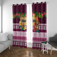 Pasifika Festival Auckland Window Curtain Polynesian Tribal with Pacific Pattern Pink Color LT03 With Grommets Pink - Polynesian Pride