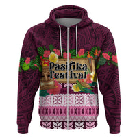 Pasifika Festival Auckland Zip Hoodie Polynesian Tribal with Pacific Pattern Pink Color LT03 Zip Hoodie Pink - Polynesian Pride