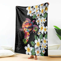 Hawaiian Lei Day Blanket Plumeria and Turtle with Polynesian Tribal Pattern LT03 - Polynesian Pride
