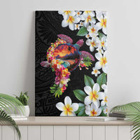 Hawaiian Lei Day Canvas Wall Art Plumeria and Turtle with Polynesian Tribal Pattern LT03 - Polynesian Pride