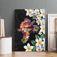 Hawaiian Lei Day Canvas Wall Art Plumeria and Turtle with Polynesian Tribal Pattern LT03 - Polynesian Pride
