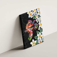 Hawaiian Lei Day Canvas Wall Art Plumeria and Turtle with Polynesian Tribal Pattern LT03 - Polynesian Pride