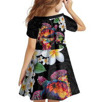 Hawaiian Lei Day Family Matching Off Shoulder Maxi Dress and Hawaiian Shirt Plumeria and Turtle with Polynesian Tribal Pattern