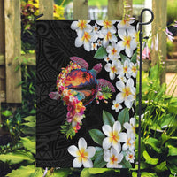 Hawaiian Lei Day Garden Flag Plumeria and Turtle with Polynesian Tribal Pattern