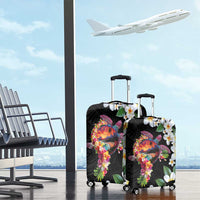 Hawaiian Lei Day Luggage Cover Plumeria and Turtle with Polynesian Tribal Pattern