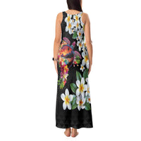 Hawaiian Lei Day Tank Maxi Dress Plumeria and Turtle with Polynesian Tribal Pattern LT03 - Polynesian Pride