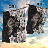 Hawaiian Lei Day Garden Flag Plumeria and Turtle with Polynesian Tribal Pattern Grayscale Color LT03 - Polynesian Pride