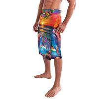 Hawaiian Lei Day Lavalava Dolphins with Colorful Corals and Romantic Sunset LT03 - Polynesian Pride
