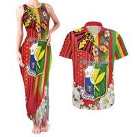 Personalised Hawaii and Philippines Together Couples Matching Tank Maxi Dress and Hawaiian Shirt The Emblems with Cultural Symbols Green-Yellow-Red Tricolor