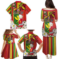 Personalised Hawaii and Philippines Together Family Matching Puletasi and Hawaiian Shirt The Emblems with Cultural Symbols Green-Yellow-Red Tricolor