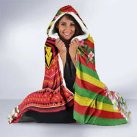 Personalised Hawaii and Philippines Together Hooded Blanket The Emblems with Cultural Symbols Green-Yellow-Red Tricolor