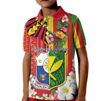 Personalised Hawaii and Philippines Together Kid Polo Shirt The Emblems with Cultural Symbols Green-Yellow-Red Tricolor