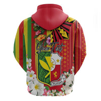 Personalised Hawaii and Philippines Together Zip Hoodie The Emblems with Cultural Symbols Green-Yellow-Red Tricolor