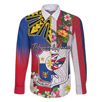 Personalised Hawaii and Philippines Together Family Matching Puletasi and Hawaiian Shirt The Emblems with Cultural Symbols Blue-White-Red Tricolor