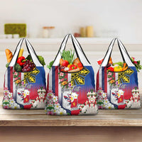 Personalised Hawaii and Philippines Together Grocery Bag The Emblems with Cultural Symbols Blue-White-Red Tricolor