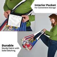 Personalised Hawaii and Philippines Together Grocery Bag The Emblems with Cultural Symbols Blue-White-Red Tricolor