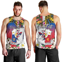 Personalised Hawaii and Philippines Together Men Tank Top The Emblems with Cultural Symbols Blue-White-Red Tricolor