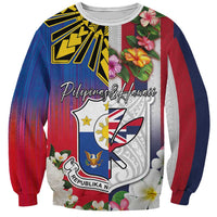 Personalised Hawaii and Philippines Together Sweatshirt The Emblems with Cultural Symbols Blue-White-Red Tricolor