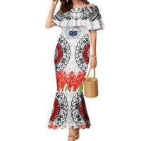 Samoa Siapo Ula Fala Family Matching Mermaid Dress and Hawaiian Shirt With Ginger Plant White Color LT03 Mom's Dress White - Polynesian Pride
