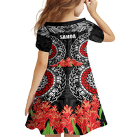 Samoa Siapo Ula Fala Family Matching Long Sleeve Bodycon Dress and Hawaiian Shirt With Ginger Plant Black Color LT03 - Polynesian Pride