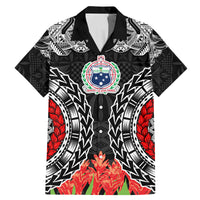 Samoa Siapo Ula Fala Family Matching Mermaid Dress and Hawaiian Shirt With Ginger Plant Black Color LT03 Dad's Shirt - Short Sleeve Black - Polynesian Pride