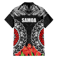 Samoa Siapo Ula Fala Hawaiian Shirt With Ginger Plant Black Color LT03 - Polynesian Pride