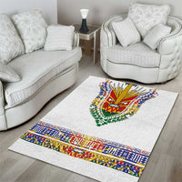 Haiti Flag Traditional Dashiki Area Rug White Color - Polynesian Pride