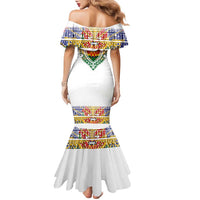 Haiti Flag Traditional Dashiki Family Matching Mermaid Dress and Hawaiian Shirt White Color - Polynesian Pride