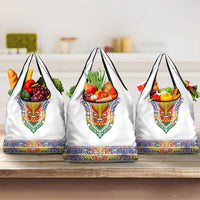 Haiti Flag Traditional Dashiki Grocery Bag White Color LT03 3-pack One Size White - Polynesian Pride