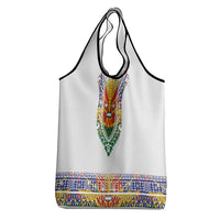 Haiti Flag Traditional Dashiki Grocery Bag White Color LT03 - Polynesian Pride