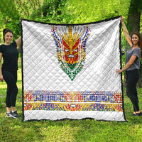 Haiti Flag Traditional Dashiki Quilt White Color - Polynesian Pride