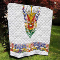 Haiti Flag Traditional Dashiki Quilt White Color - Polynesian Pride